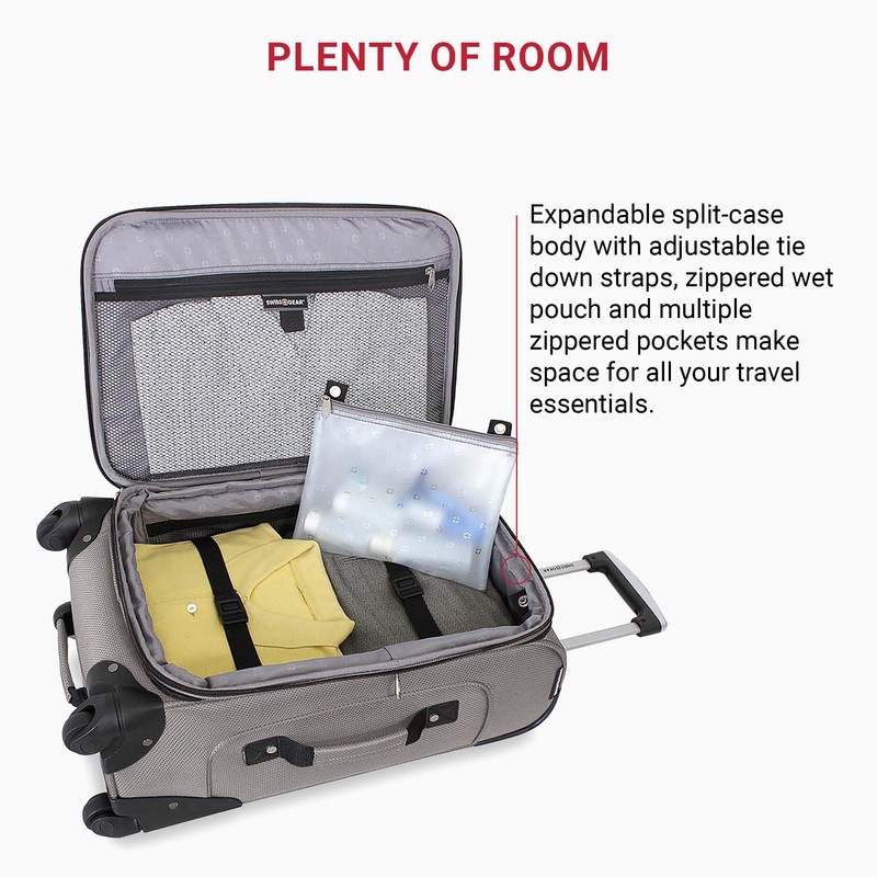 SwissGear Sion Softside Expandable Luggage – Carry-On Suitcase with 360