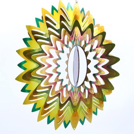 CENPEK 3D Wind Stainless Steel Color Metal Rotating Brilliant Flower Wind Chime Home Outdoor Garden Decoration Wind