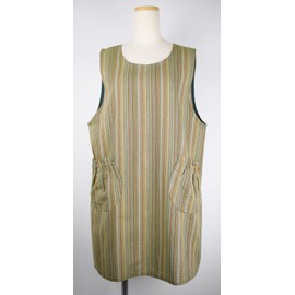 Very Belly Shijira Apron, Made in Japan, Fashionable, Cute, Multi-Stripe, Shijira Woven, green