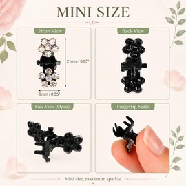 24 Pcs Mini Rhinestone Hair Claw Clip, Metal Small Hair Clips for Women Girl, Flower Hair Accessories