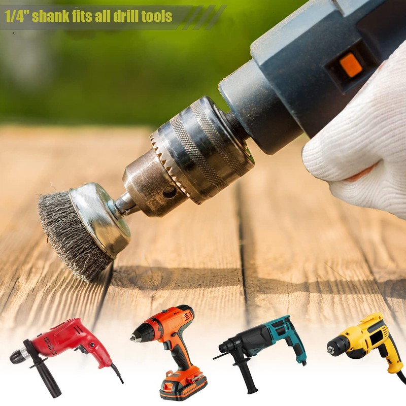 Mixiflor 6 Pcs Wire Brush for Drill Set, Wire Cup