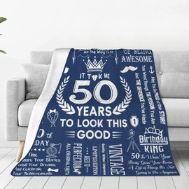 50th Birthday Gifts Men Women Blanket 60”X50”, Unique Happy 50th Birthday Throw Blanket, 50 Years Old Birthday Gifts Ideas for Daddy Grandma Grandpa 50x60
