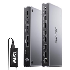 Displaylink Docking Station, PULWTOP USB C DisplayLink Dock Triple Displays for MacBook M1/M2/M3 Windows, 8K/4K@60Hz Displaylink Dock with 3HDMI, 3 Display Port, PD 30W,USB A/C 10Gbps, Ethernet, Audio