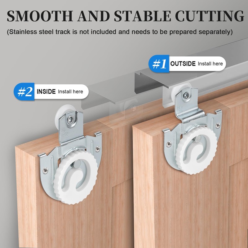 Sliding Closet Door Hardware Set, 4 Pack Sliding Wardrobe Door