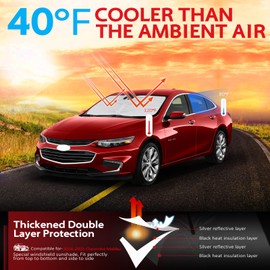 KAYZT Windshield Sun Shade for 2016-2025 Che-vrolet/Chevy Malibu Foldable Sunshade Front Window Custom Fit Car Accessories