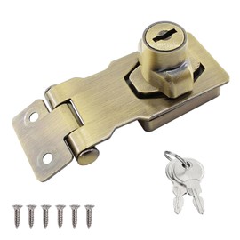 Wopanxye Lock Hub with Twist Knob Key, Padlock Lock Cam Clasp, Stainless Steel Buckle for Gate, Garage Door, Wooden Shed, Storage Box (Bronze, 2.5")