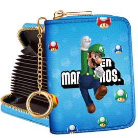 Toyuma Cute Credit Card Holder Wallet for Women - Leather Accordion Wallets for Teen Girls Kids Boys Ladies Female Cartoon Unique Small Multi Rfid CardHolder with Keychain Zipper Purse, Maro