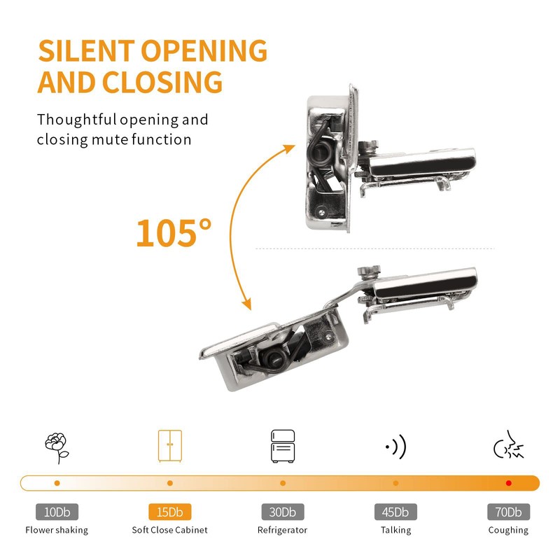 Chibery 50 Pack 1/2" Overlay 4D Soft Close Concealed Hinges