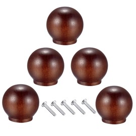 Metany Round Wood Drawer Knob,Dresser Furniture Drawers 33mm Dia,White Cabinet Pulls Handles with Screws Hardware for Drawer Wardrobe Dresser (Walnut Color)