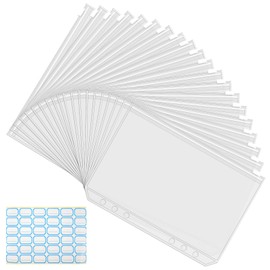 Pack of 20 A5 Binder Bags, Binder A5, Folder Pockets A5 Binder 6 Hole A5 Folder with Zip A5 Folder 6 Rings Ring Binder A5 with Stickers for A5 Notebooks Files Documents Cards