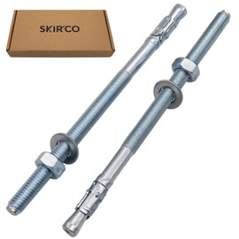SKIR'CO (6 pcs) Zinc Plated Wedge Anchors M8 x 140 mm, Metal Dowels, Anchor Bolt, Masonry Anchors, Concrete Anchor