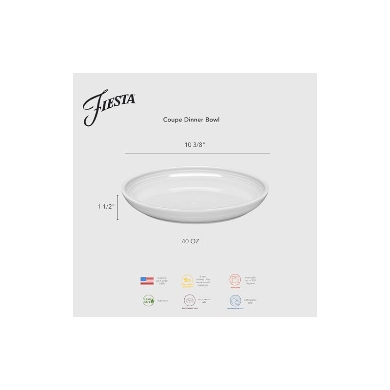 Fiesta® Coupe Dinner Bowl Plate 10.375” Dinner Plate 40 oz