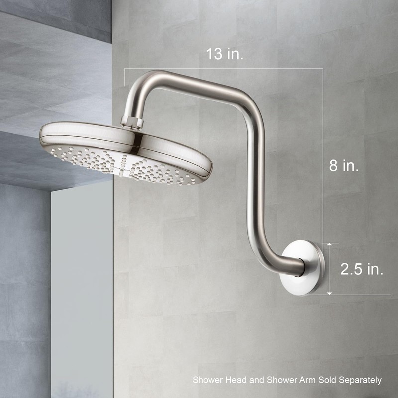 OFFO Shower Head Extension Arm 13 in, Brushed Nickel S