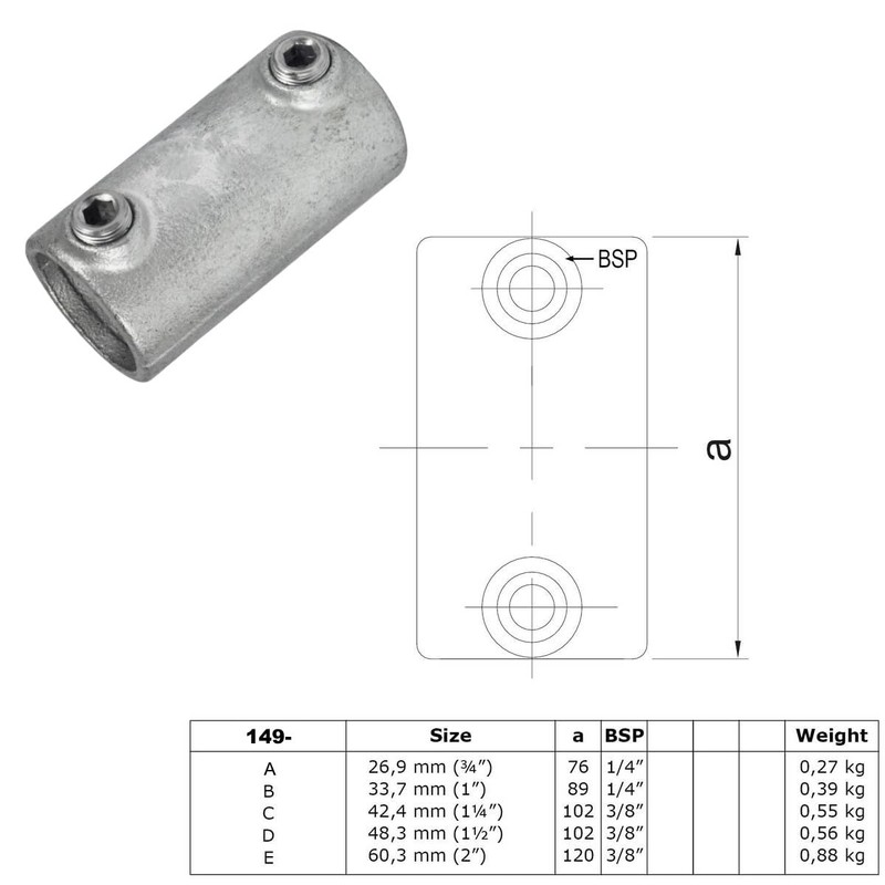 WITTKOWARE Pipe connector made of galvanised malleable cast iron, for