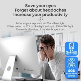 VINTEZ Blue Light Screen Protector Compatible With iMac 27 Inch (2012-2020) – Anti-UV Blue Light Blocking Film for Desktop PC, Eye Protection Filter, 24.1" x 15.1"