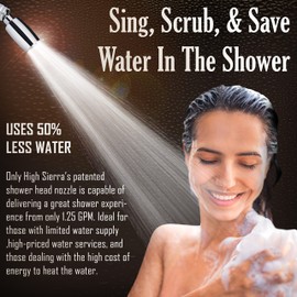 High Sierra's All Metal 1.25 GPM High Efficiency Ultra Low Flow Showerhead. Available in: Chrome, Brushed Nickel, Oil Rubbed Bronze, Polished Brass or Matte Black