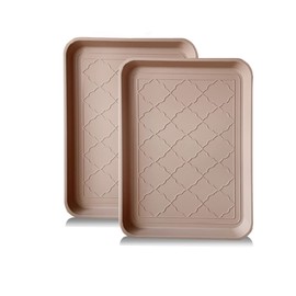 PetLike Boot Tray for Entryway Indoor, Pet Food Mat, 16.7 x 12.8 inch 2 Packs, Waterproof Shoe Tray for Indoor and Outdoor, Multi-Purpose Trays for Boots, Shoes, Pets, Garden