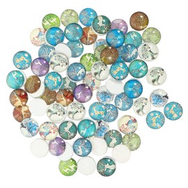 Tofficu 100pcs Luminous Gem Patch Gold Boxes Chain Rhinestone Stickers Charms for Jewelry Making Round Beads for Jewelry Making Bezel Christmas Charms for Jewelry Glass Patch for Earring