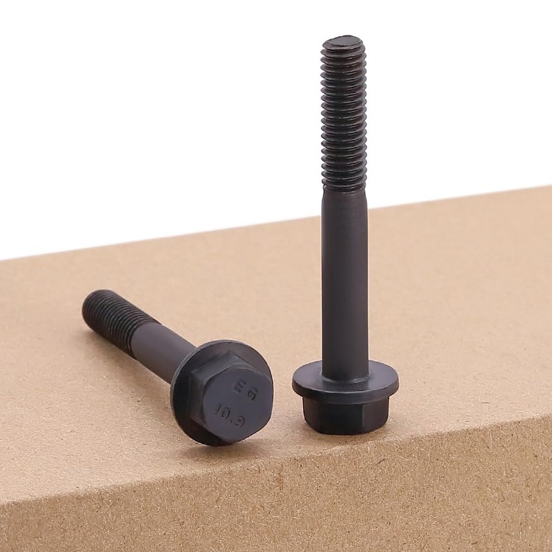 M12-1.75 x 80mm (4 pcs) Flanged Hex Bolt Screws Black