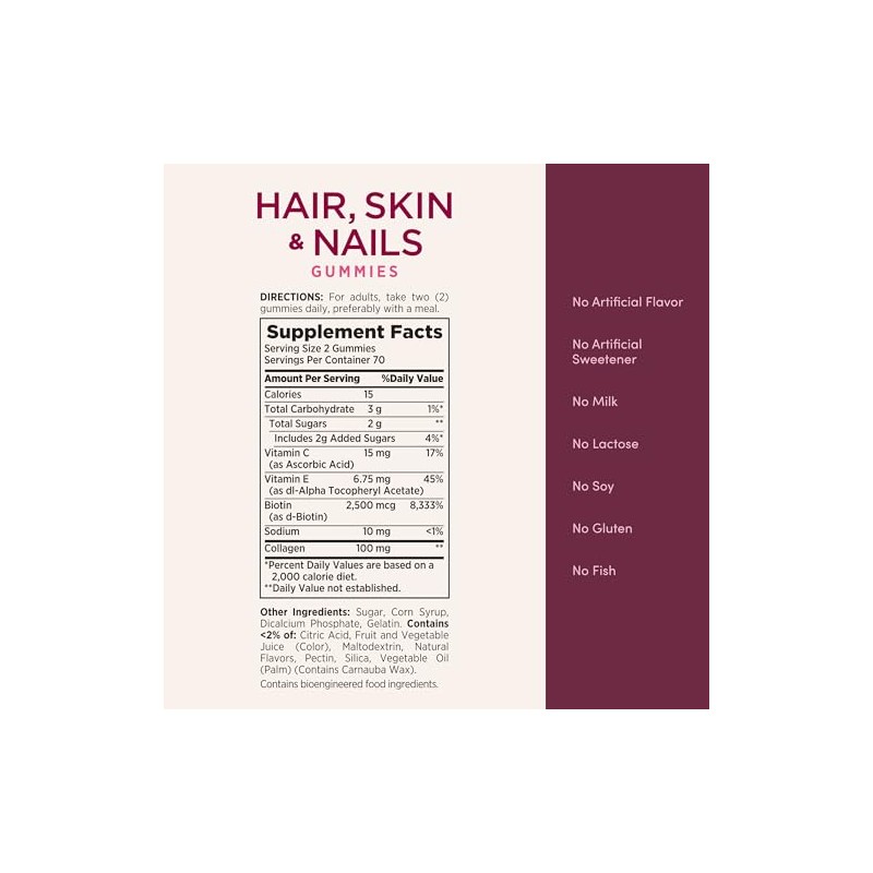 Nature's Bounty Hair, Skin & Nails Gummies with Biotin &