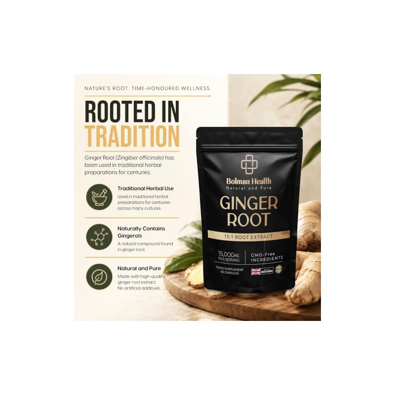Ginger Root Extract 15:1 Capsules | 1000mg Extract | Equivalent