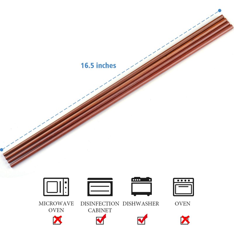 GLAMFIELDS 16.5 Inches Wooden Cooking Chopsticks Reusable for Noodles Frying