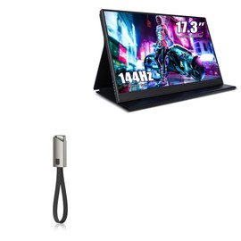 BoxWave Cable Compatible with ZSCMALLS Portable Monitor Gaming Monitor (17.3 in) - USB Type-C Keychain Charger, Key Ring USB Type-C to Type-A 8 in USB Cable - Jet Black