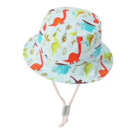 SWOAWO Dinosaur Baby Toddler Kids Bucket Hat with UV Protection, UPF 50+ Wide Brim Adjustable Breathable Sun Protection Hats