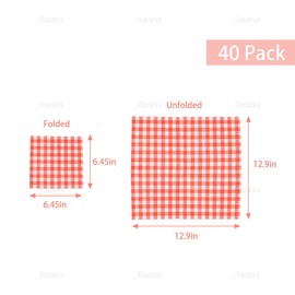 AUEAR, 40 Count Red and White Gingham Cocktail Luncheon Napkins Disposable Paper Party Napkins for Dinner Garden Barn Picnic or Farm Birthday Party BBQ