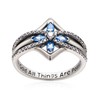 YFN Cross Ring Vintage Tone Sterling Silver With God All