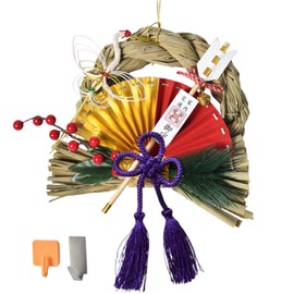 1138 New Year Decoration, Approx. 14.6 x 9.8 inches (37 x 25 cm), Handmade, Shimenrope Ornament, New Year Decoration, Entrance, Wreath, Good Luck Decoration (Celebration), Stylish, Entrance, Wreath