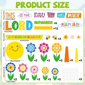 Religious Bulletin Board Set Spring Theme Flower Classroom Decorations Christian Cutouts Floral DIY Photo Posting Craft Bible Bulletin Board for Teacher Chalkboard Wall Decor Sunday School Supplies