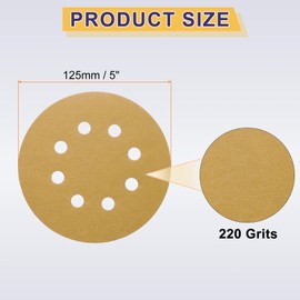 sourcing map 150pcs Hook and Loop Sanding Discs 5" 8-Hole 220 Grits Aluminum Oxide Abrasive Sandpaper for Random Orbital Sander Woodworking Sand Automotive Paint, Yellow