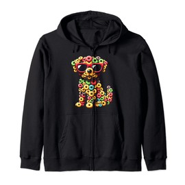 Fruity Cat Fun: Fruit Loops Cat Hooded Jacket, black