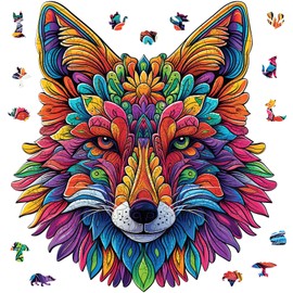 Qiuenisray Wooden Puzzles for Adults, Wolf Jigsaw Puzzles 200 Pieces, FSC Certified Unique Shape Animal Adult Puzzles, Christmas Puzzle Gift for Family Game 10.2x11.2 in