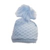 Baby Blue Boys Crochet Knit Bow Pom Pom Bobble Hat