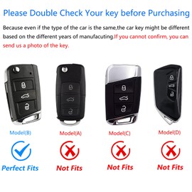Ocezbiis For Volkswagen Key Fob Cover with Keychain,Zinc Alloy Protection Car Key Case Accessories for Jetta Atlas Golf Alltrack GTI Passat Tiguan Silicone Smart Keyshell(For VW Model B Silver)