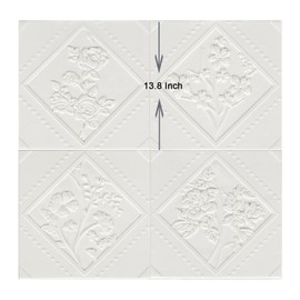 Ceiling Tiles, Ceiling Tiles Peel and Stick Foam Four Floral Pattern, 16 Pcs, Covered 21 Sq.Ft, 3D Wall Panels, Easy to Install and Cut for Ceiling and Interior Wall Decor (13.8x13.8 inch)