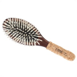 Ibiza Hair Ibiza Hair Oval Boar Flat Brush (OC6) | Reinforced Boar & Nylon Bristles with Cork Handle | Creates Shiny Looks | Ideal for Short to Long Styles | Use Before or After Blowouts | Heat Resistant