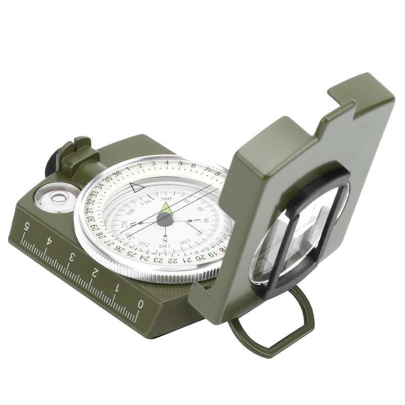 DC60‑2A Aluminium Alloy Foldable Multifunctional Luminous Compass Outdoor SuppliesArmy Green
