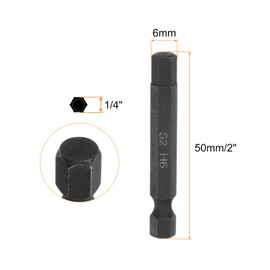 HARFINGTON 3Pcs 6mm Magnetic Impact Hex Head Wrench Drill Bit Metric 1/4" Hex Shank S2 Steel 2" Long for Power Drills Impact Drivers, Black