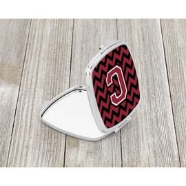 Caroline's Treasures Letter C Chevron Garnet and Black Compact Travel Mirrors, Multicolor