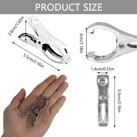 Acczzlyn 40Pcs Stainless Steel Garden Clips, Greenhouse Film Clamps Garden Netting Clips with Strong Grip for Fixing Netting Covering Film, Large Opening Towel Clips Washing Pegs