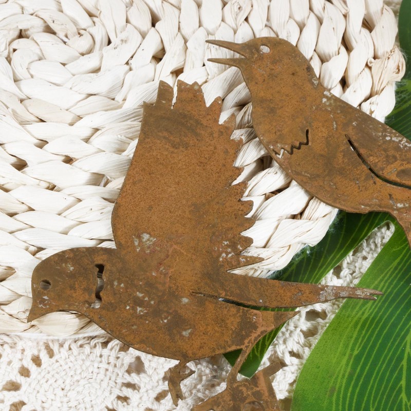BOFUNX Pack of 5 Rust Bird Garden Decoration Garden Stake