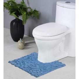Home Weavers Bell Flower Collection 20"x20" Contour 100% Cotton Tufted Bath Rugs, Extra Soft and Absorbent Bath Rugs, Non-Slip Bath Mats, Machine Washable, Bathroom Bath Mats for Floor, Sky Blue