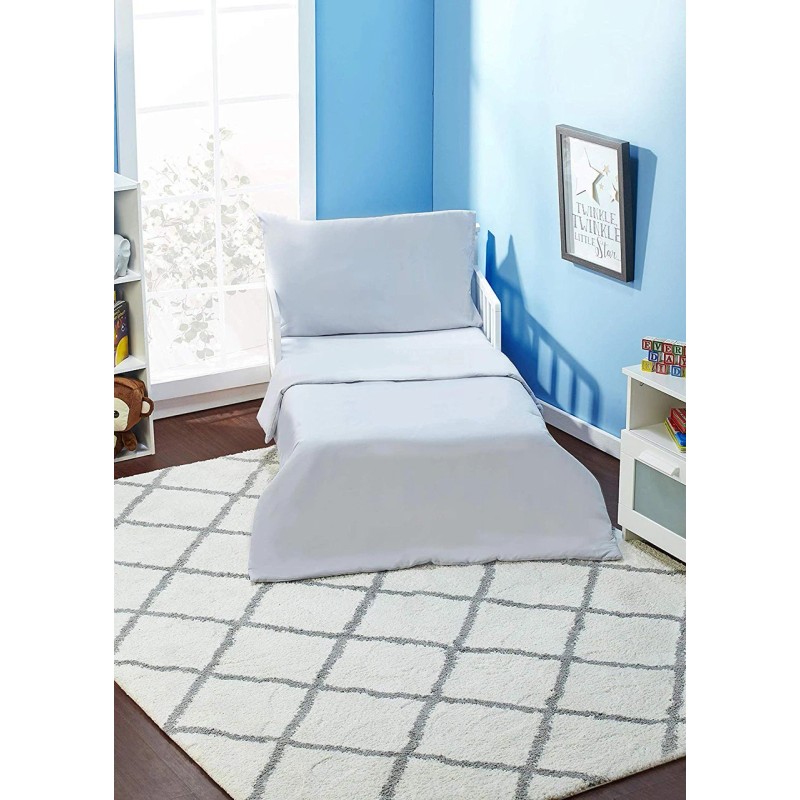 Everyday Kids 4 Piece Toddler Bedding Set - Solid Grey