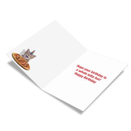NobleWorks - 1 Cute Birthday Card with Envelope - Funny Wild Animals and Pets, Birthday Greeting - Pizza Fitness C6935BDG