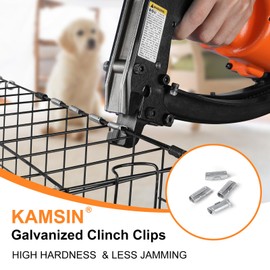 KAMSIN CL-4 Vertex Fastener 7/8-Inch(22mm) Crown Hartco Clips 960 PCS Galvanized M66 Clinching Clips, Staples for Wire Fencing Clinching Tool Clinch Clip Clipper Gun Spring Mattress