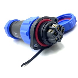 bayzconn SP21 5-Pin Solderless 2 Holes Flange Aviation Plug IP68 Waterproof and Dustproof Aviation Plug for Outdoor Lamps 500V 30A (12AWG Cable Screw Crimp)