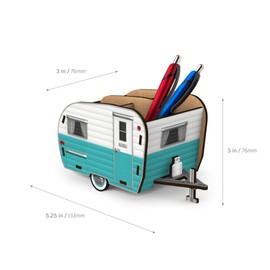 Genuine Fred HAPPY CAMPER Vintage Camper Pencil Holder, White and Blue, Retro Desk Organizer- Great Gift for Coworkers and Travel Enthusiasts - Functional Desk & Cubicle Accessory